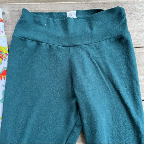 Bumblito Leggings - Christmas Dino Print & Solid Green - Set of 2 - Size 2T-4T - Picture 2 of 5